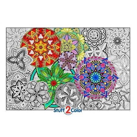 Stuff2Color Giant Coloring Poster Mandala Madness for Kids and Adults Great for Family Time, Girls, Boys, Arts and Crafts