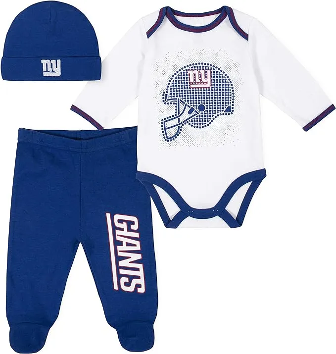 NFL baby-boys 3 Pack Bodysuit Footed Pant and Cap Registry Gift Set