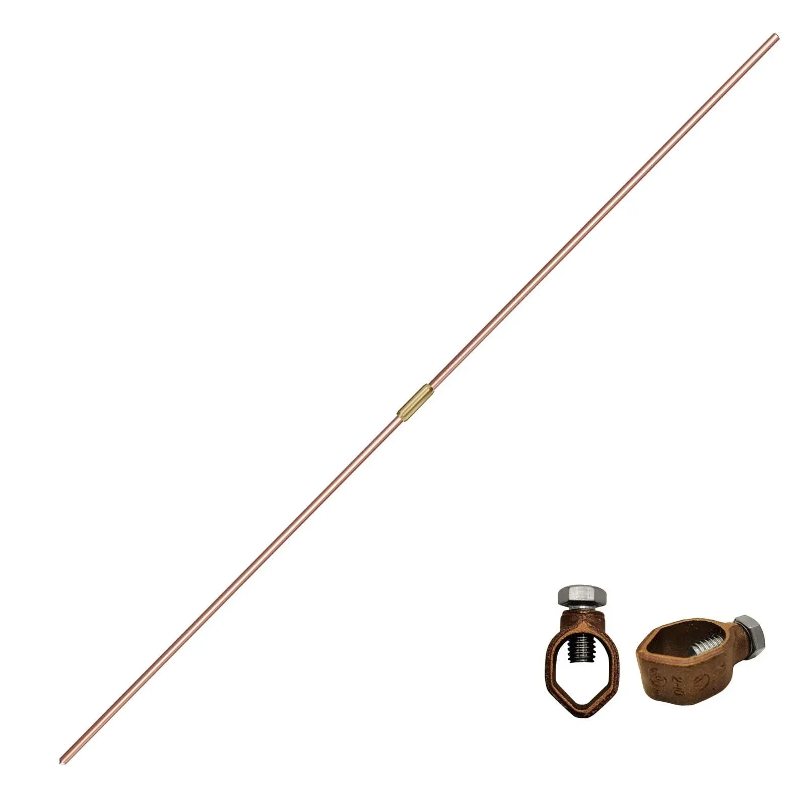 8ft Ground Rod Kit 5/8&#039;&#039; Bonded Electrical Copper Grounding Rod With Bronze Clam