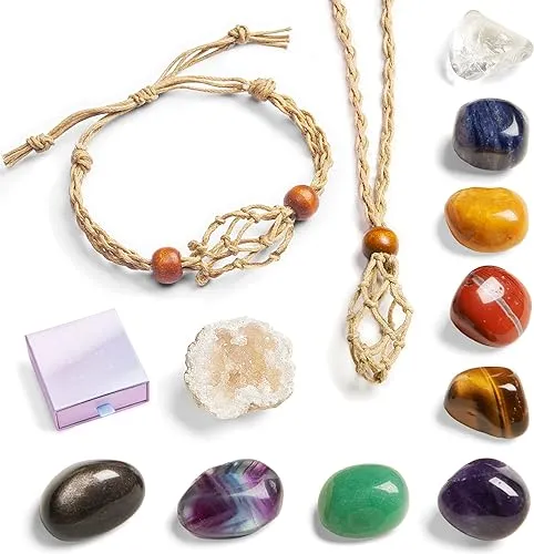 AOEUSLL Healing Crystals Chakra Necklace and Bracelet Set