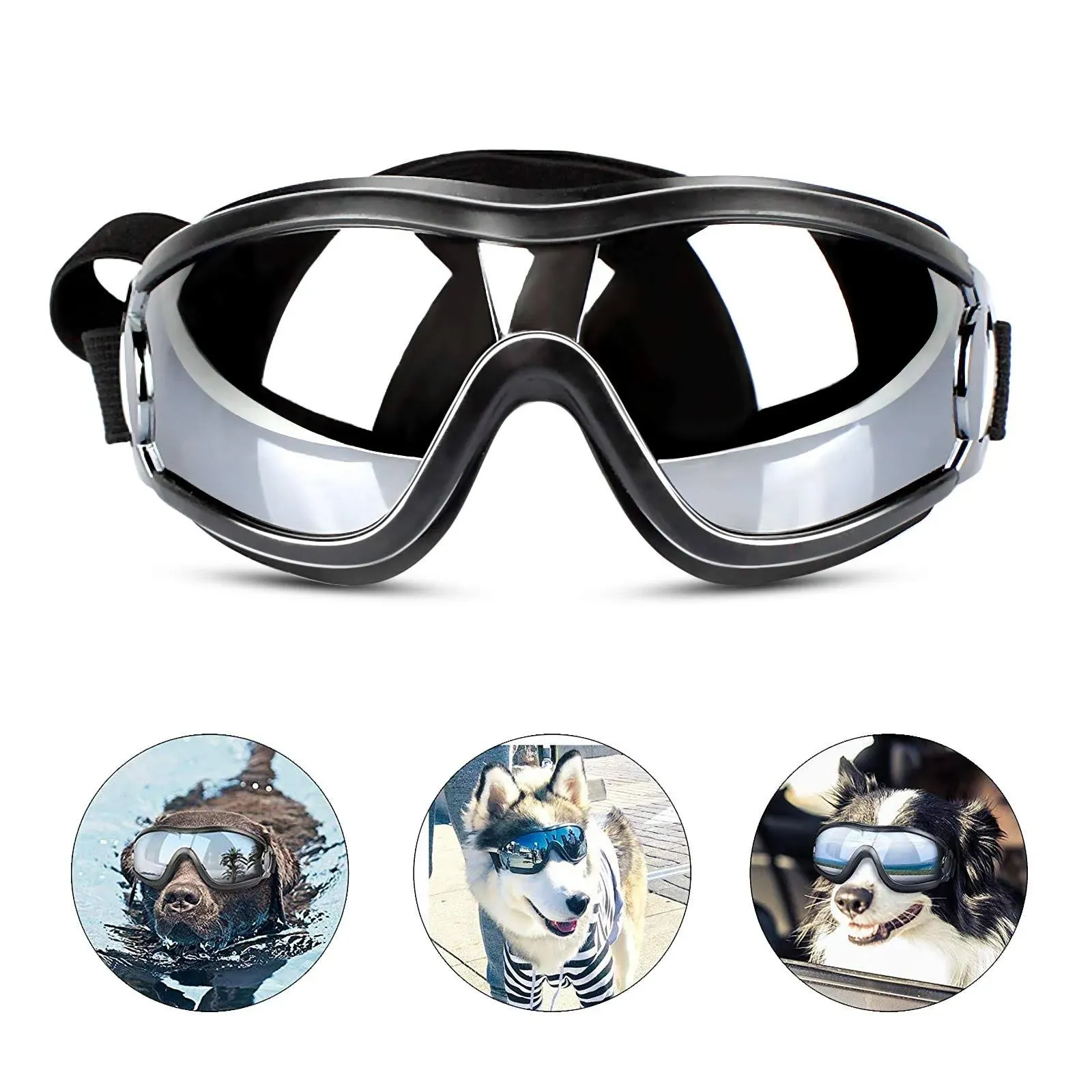 PEDOMUS Dog Sunglasses Dog Goggles Adjustable Strap for Travel Skiing and Anti ...