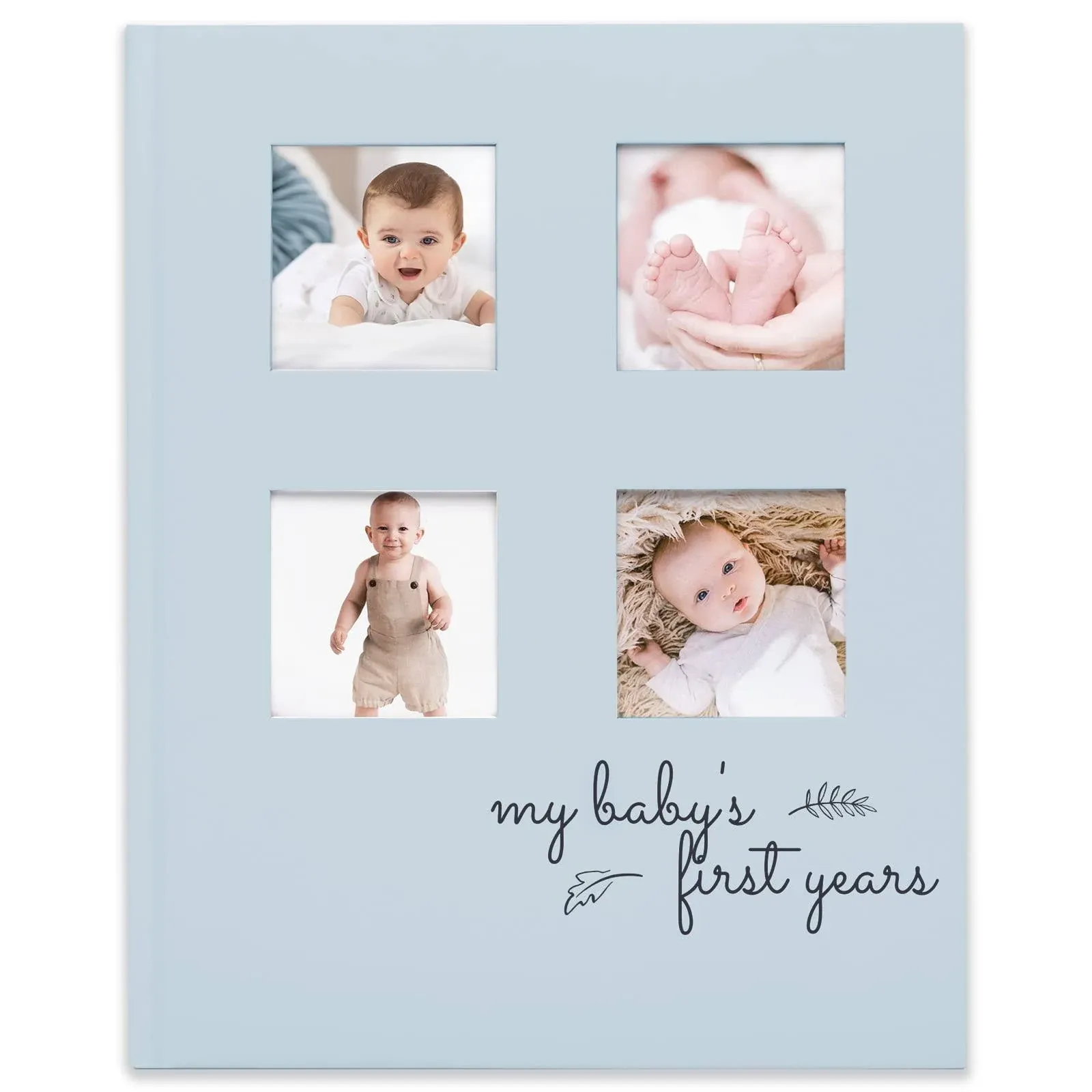 Baby Memory Book First 5 Years Journal - Modern Baby Milestone Book Hardcover 66 Pages, Baby’s First Year Book, Baby Book for Boys, Girls, Baby Photo Albums, Baby Scrapbook Album (Sky Blue)