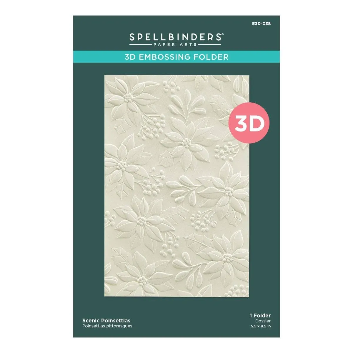 Spellbinders 3D Embossing Folder 5.5&#034;x8.5&#034;-Scen<wbr/>ic Poinsettias