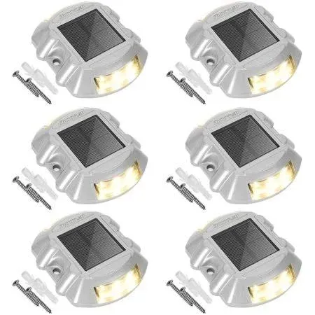 JACKYLED Outdoor Waterproof LED Solar Driveway Marker Lights with Switch(6-Pack ...