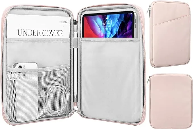 MoKo 9-11 Inch Tablet Sleeve Case,Fits iPad Air 5/4th 10.9,iPad Pro 11 M2 2022-2018,iPad 10th 10.9 2022,Galaxy Tab S9 11,Tab S8/A8/A7 2022,Protective Bag Carrying Case with Pocket, Pink