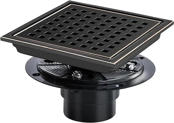 SaniteModar Shower Drain, 6 inch Shower Floor Drain with Flange, Removable Grid Panel SUS 304 Stainless Steel, Oil Rubbed Bronze