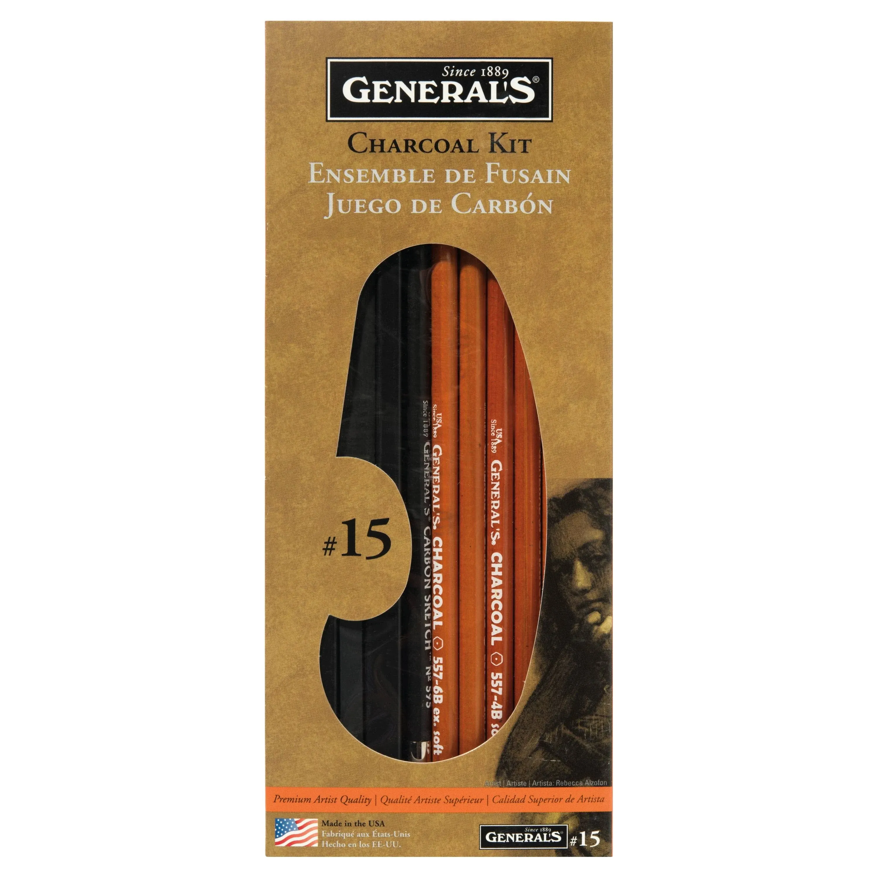 General Pencil General NUM 15 Charcoal KIT, 12 Count (Pack of 1), Multicolor