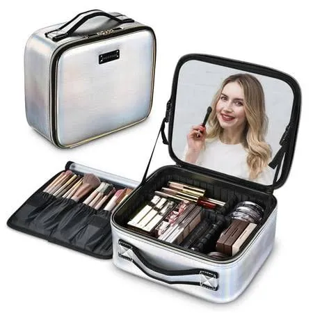 Byootique Small Makeup Case Storage Box Cosmetic Bag Mirror Toiletry Organizer