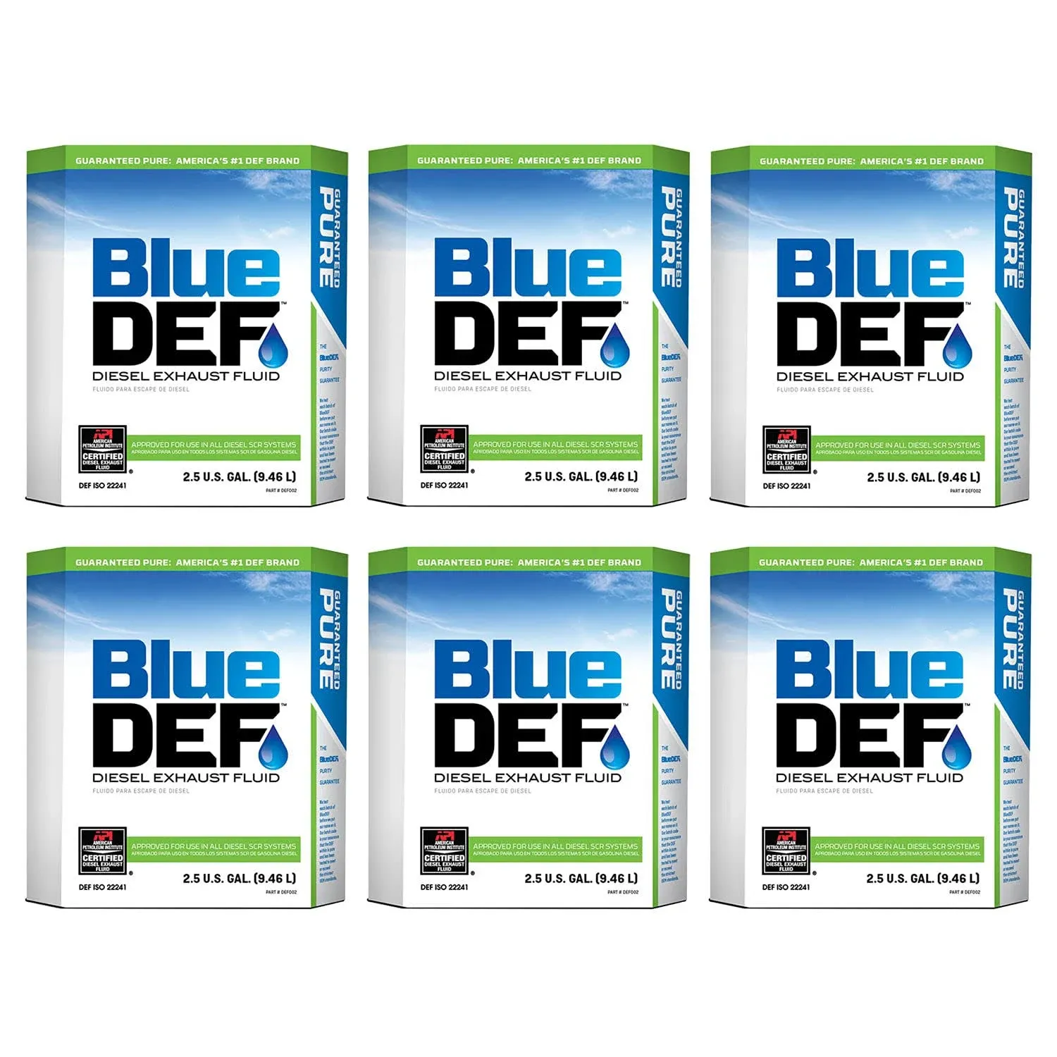 Bluedef DIESEL Exhaust Fluid Synthetic & Deionized Water 2.5 Gallon Jug (6 Pack)