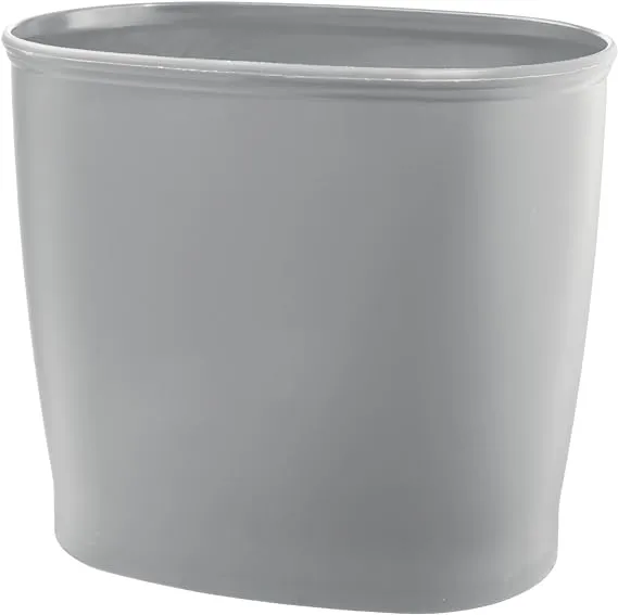 Gray Small Plastic Oval Trash Can Garbage Bin by mDesign