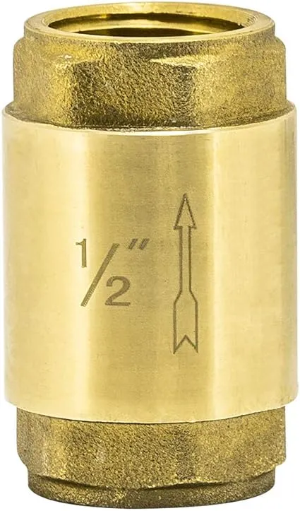 EZ-FLO Brass In-Line Check Valve, 1/2 Inch IPS, Stainless Steel Spring, 20401LF