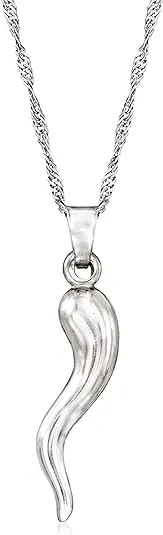 Ross-Simons Sterling Silver Italian Horn Pendant Necklace