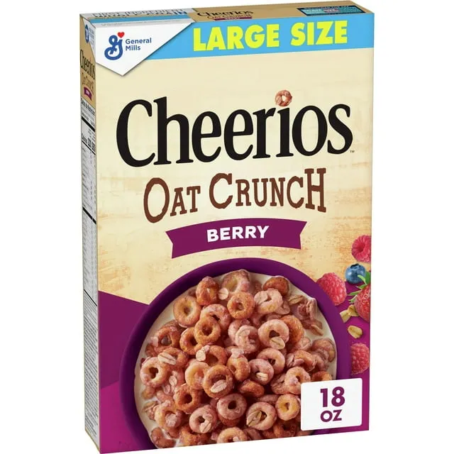 Cheerios Cereal, Berry, Oat Crunch, Large Size - 18 oz