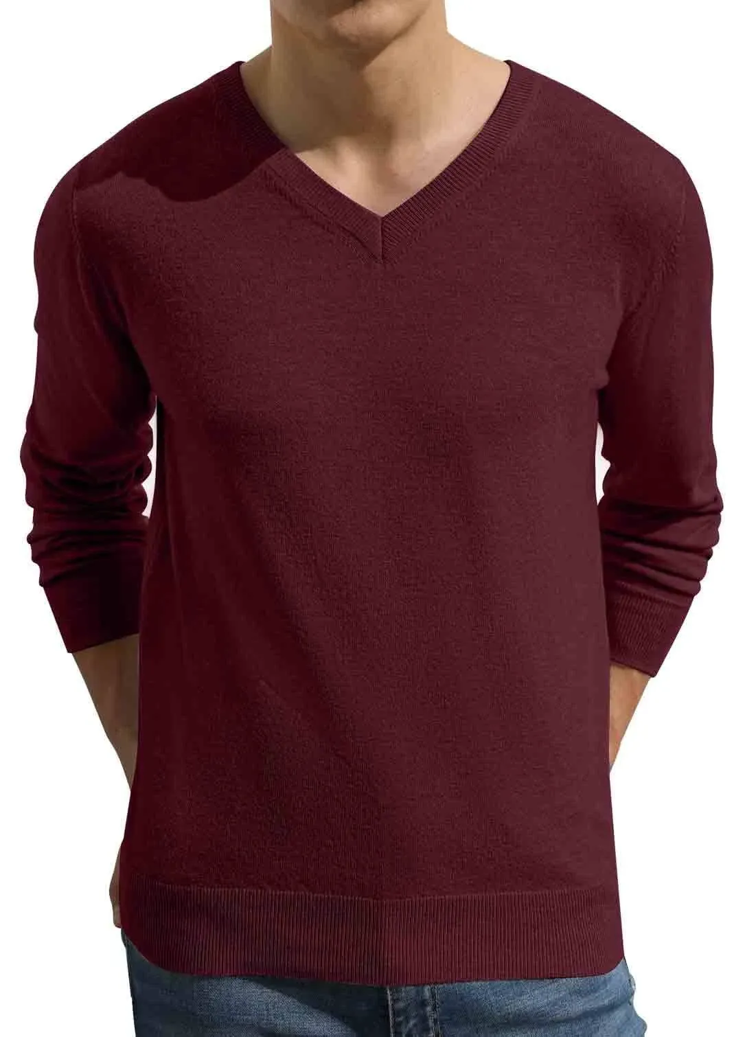 Sailwind Mens V-Neck Wool Knit Casual Pullover Sweater