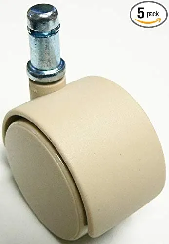 2" Chair Caster Wheel Chromcraft, tan, 7/16" x 7/8" or 11mm x 22mm Grip Ring stem, Pack of 5