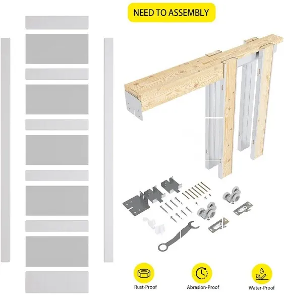 80 in. White Primed MDF 5-Lite Glass Sliding Door