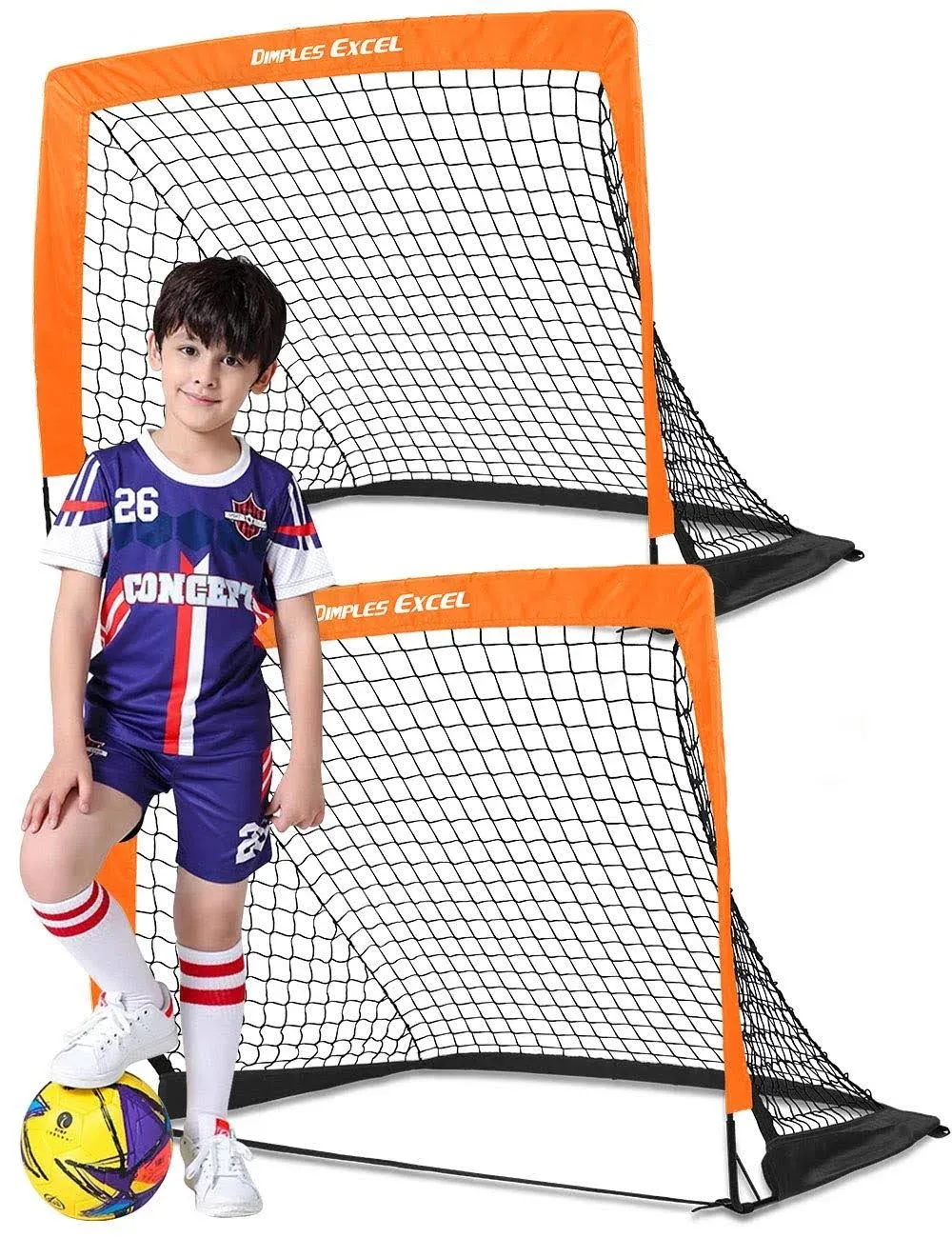 Dimples Excel Soccer Goals Kids Soccer Net for Backyard 4'x3', 2 Set