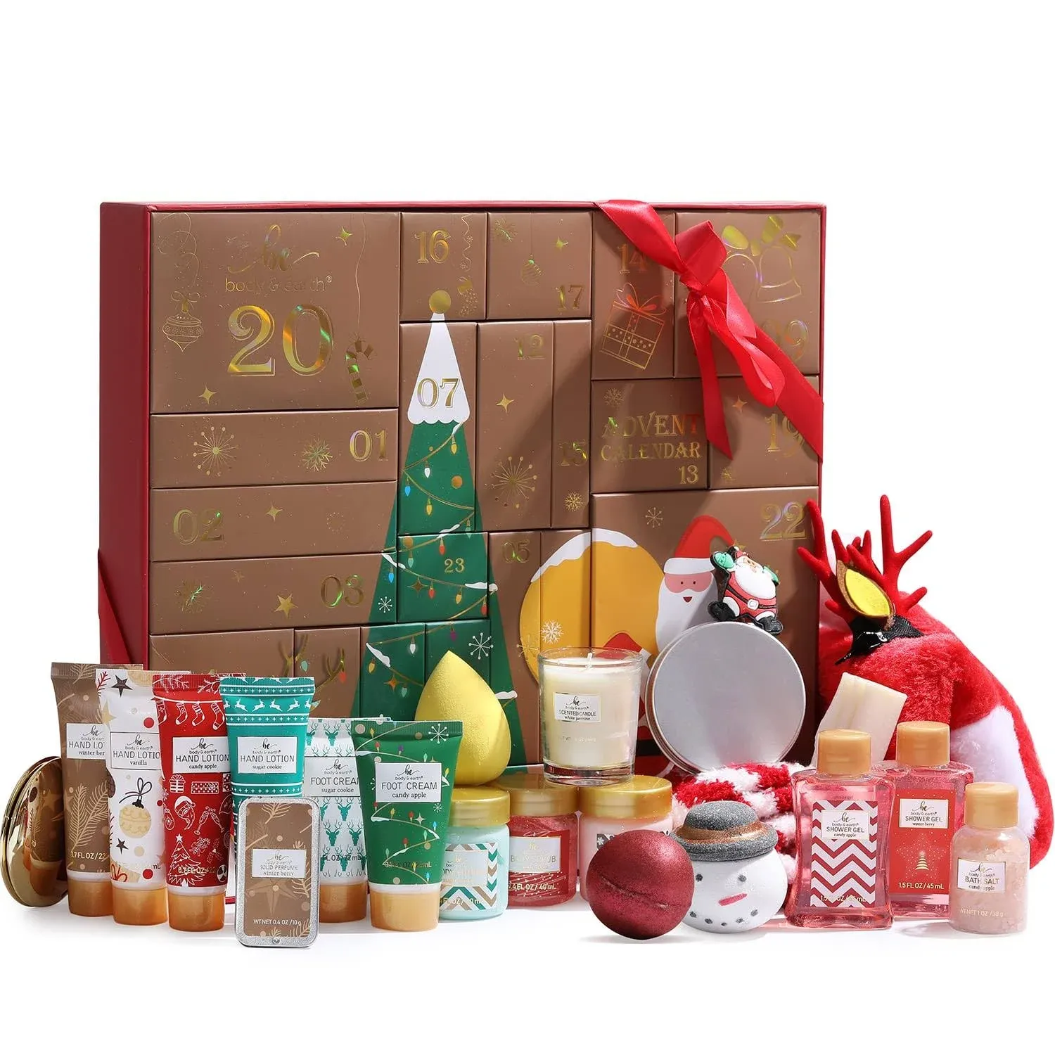 Body & Earth Bath Sets for Women Gift - 24 Piece Set of Advent Calendar, Multi ...