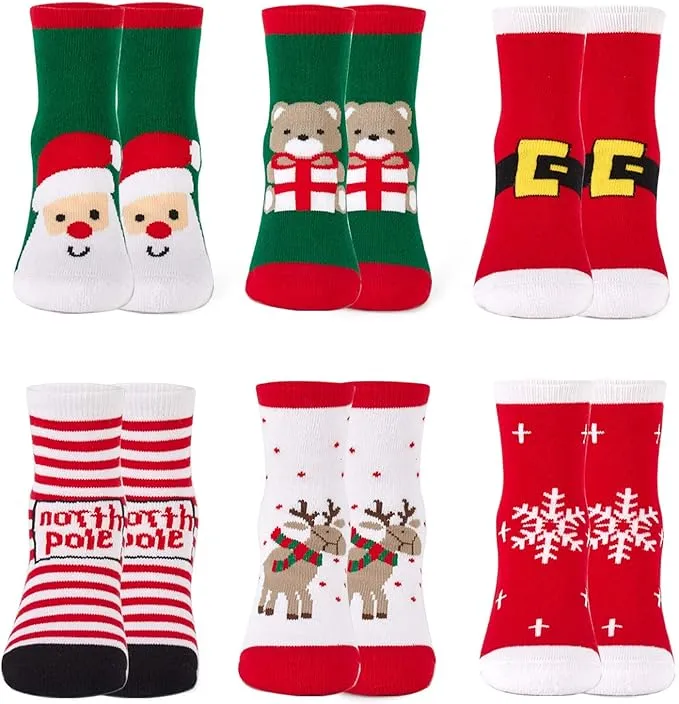 Mardonskey Kids Christmas Socks Boys Girls Winter Cotton Socks Xmas Holiday T...