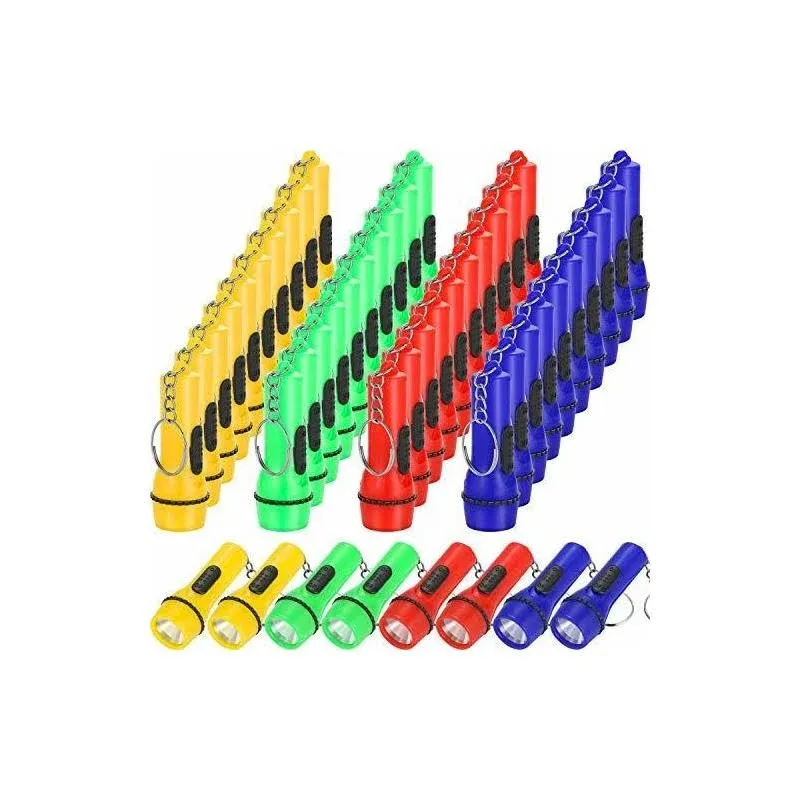 48 Pieces Mini Flashlight Keychain Bulk Assorted Colors Lightweight, Portable Toy LED Flashlight for Hiking Camping Party Favors