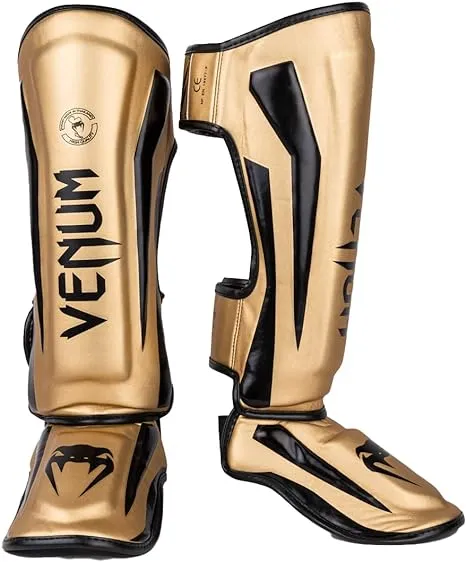 Venum Elite Standup Shin Guards - Gold/Black M