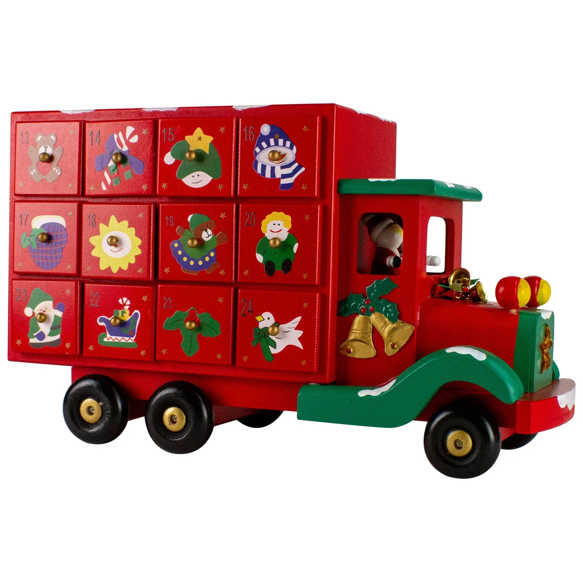 new!14" Red Storage Truck Decoration Christmas Advent Calendar