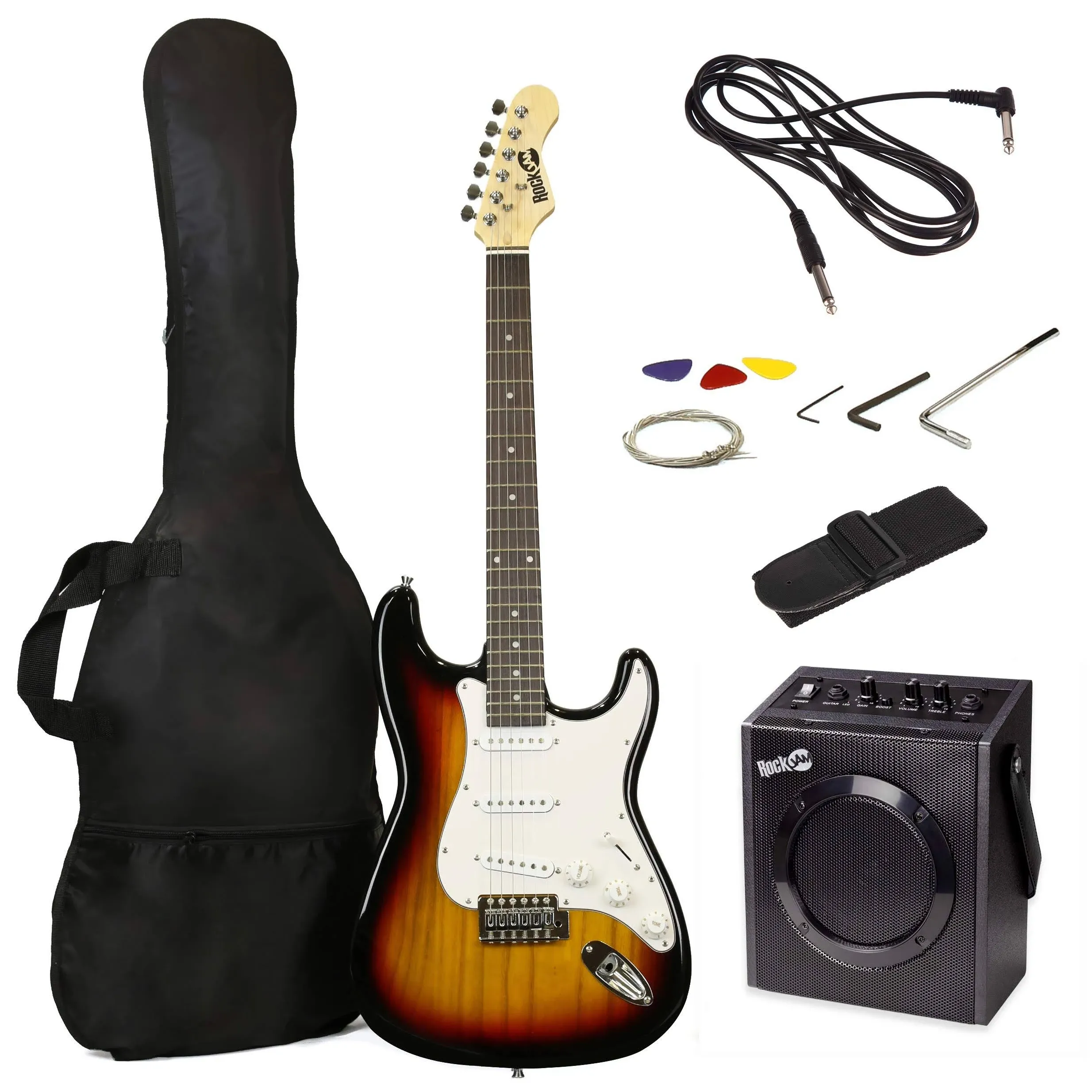 RockJam Electric Guitar SuperKit with 10-Watt Amp, Gig Bag, Picks & Online ...