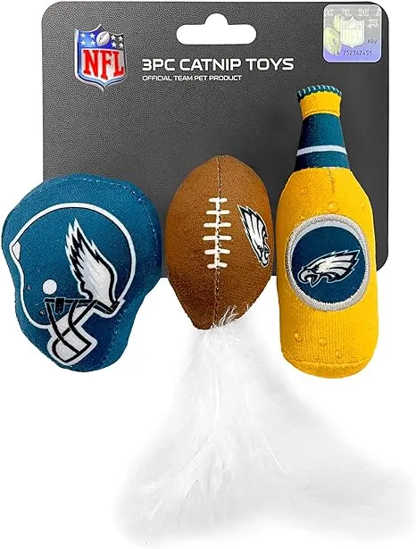 Philadelphia Eagles 3 pc Cat Nip Toy Set Pets First