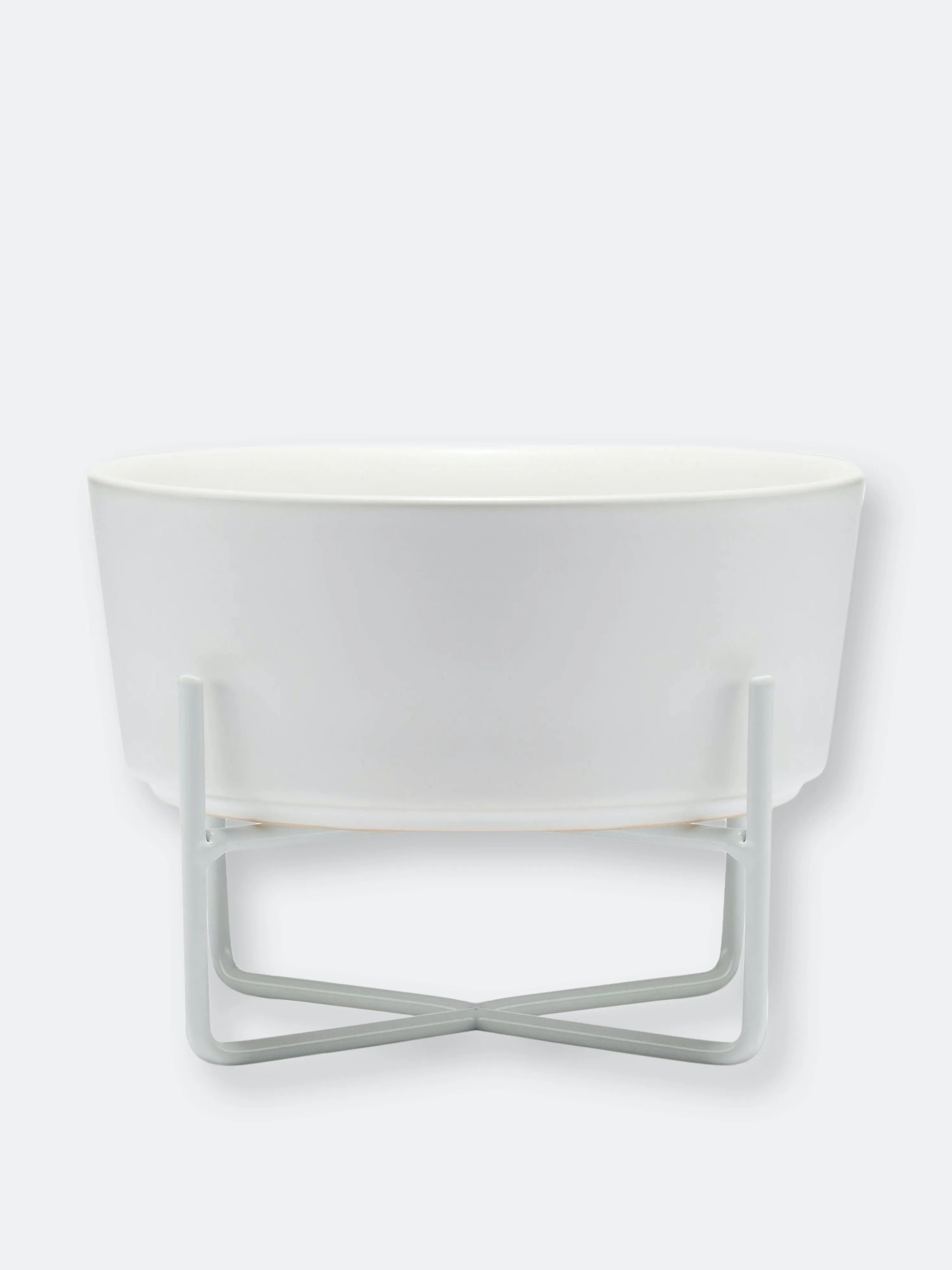 Waggo Matte White Simple Solid Bowl + Dog Bowl Stand, Medium