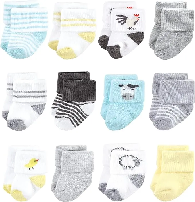 Hudson Baby Baby Girls' Cotton Rich Newborn and Terry Socks