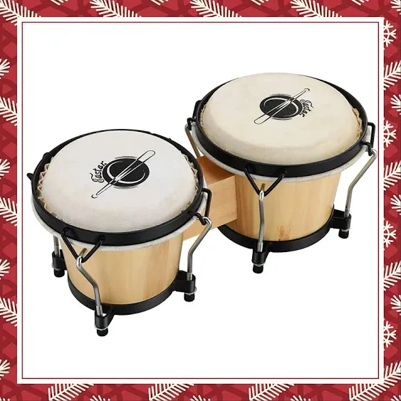  Bongo Drums 6” and 7” Wood Percussion Instrument Bongos for Kids Wood Style