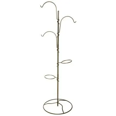 Yard Butler YT-5 Yard Tree Hanging Garden - Three Shepherd Hooks for Outdoor or Indoor Plant Hanging - Two Circular Holders for Plant Pots - Heavy Duty Anti-Tip Base and Steel Center Pole