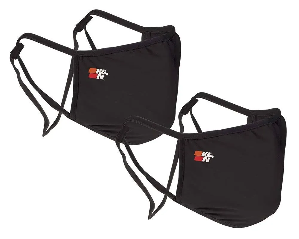 K&N Face Mask: Double Layer Polyester Mask for Increased Protection; Washable, Reusable, and Comfortable: Black 2-pack, 88-0520BK