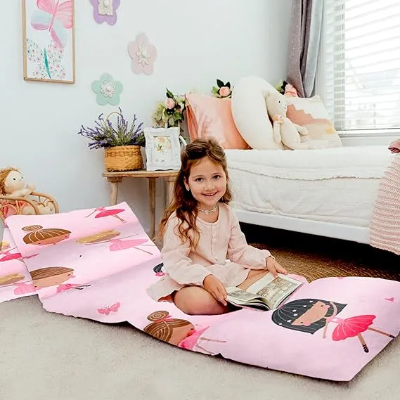 Butterfly Craze Floor Pillow Case, Mattress Bed Lounger Cover, Pink Ballerina, Queen Size - Cozy Seating Solution for Kids & Adults, Recliner Cushion, for Reading, TV Timet (Pillow Not Included)