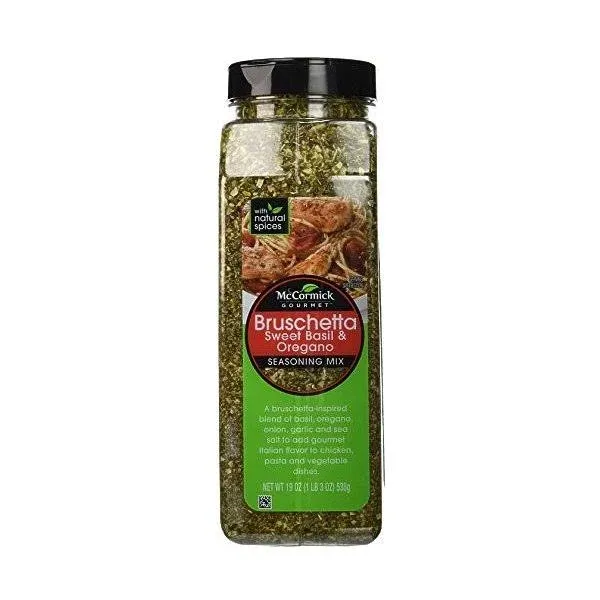 McCormick Gourmet Bruschetta seasoning mix, sweet basil &amp; oregano, 19-oz., plast