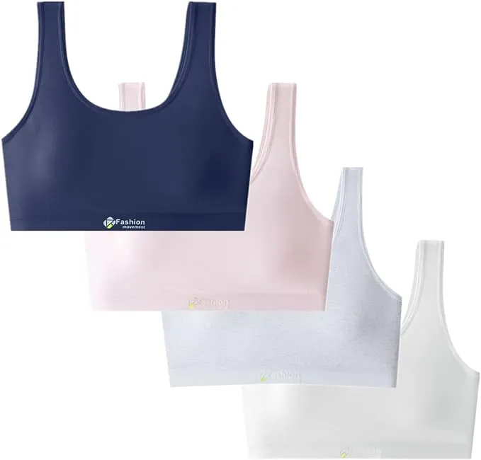 Big Girls' Sports Bra with Breathable Pads Teens Cotton Training Bras