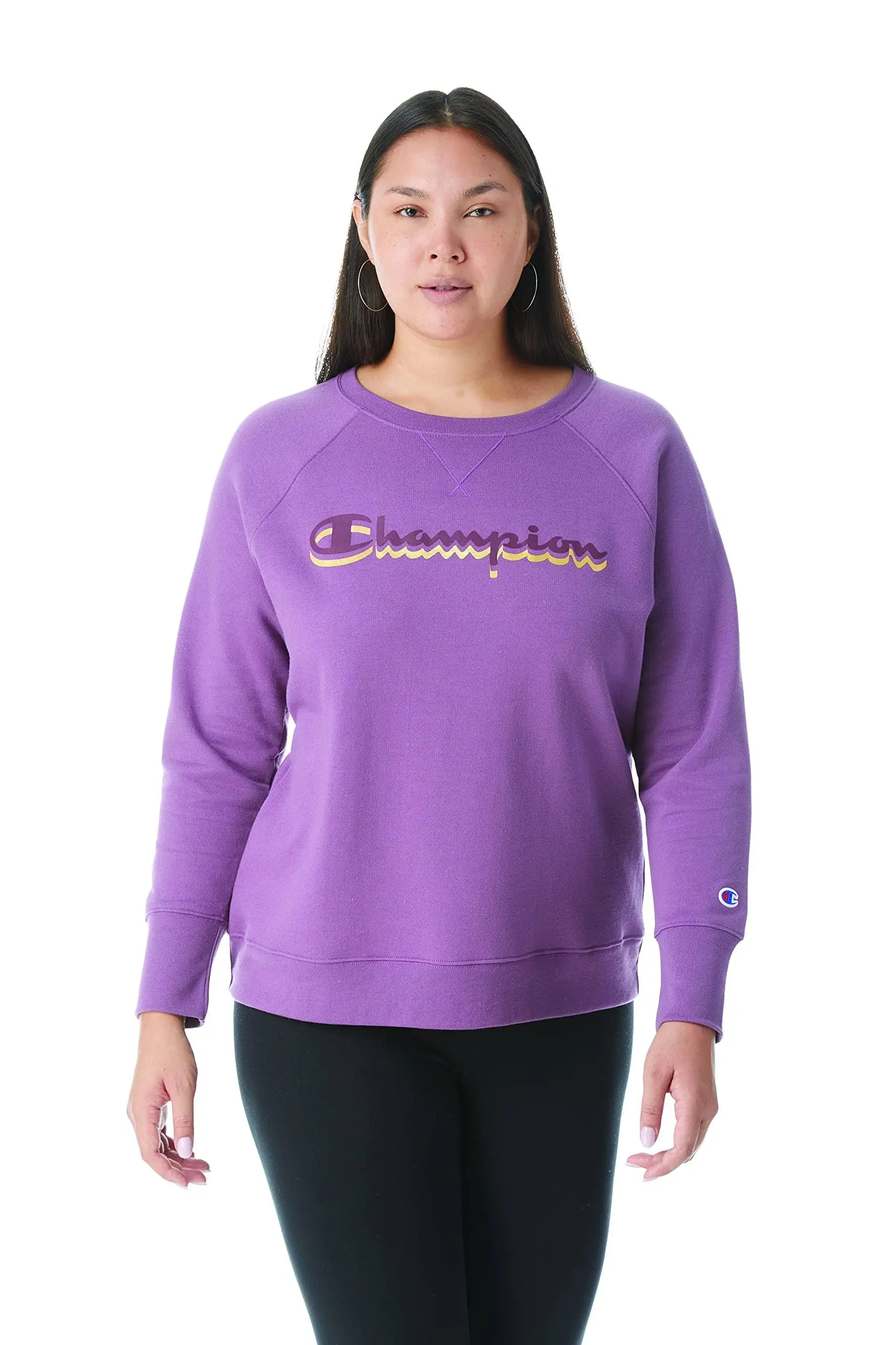 Champion Women's Powerblend Logo Boyfriend Sweatshirt Purple Size 3X