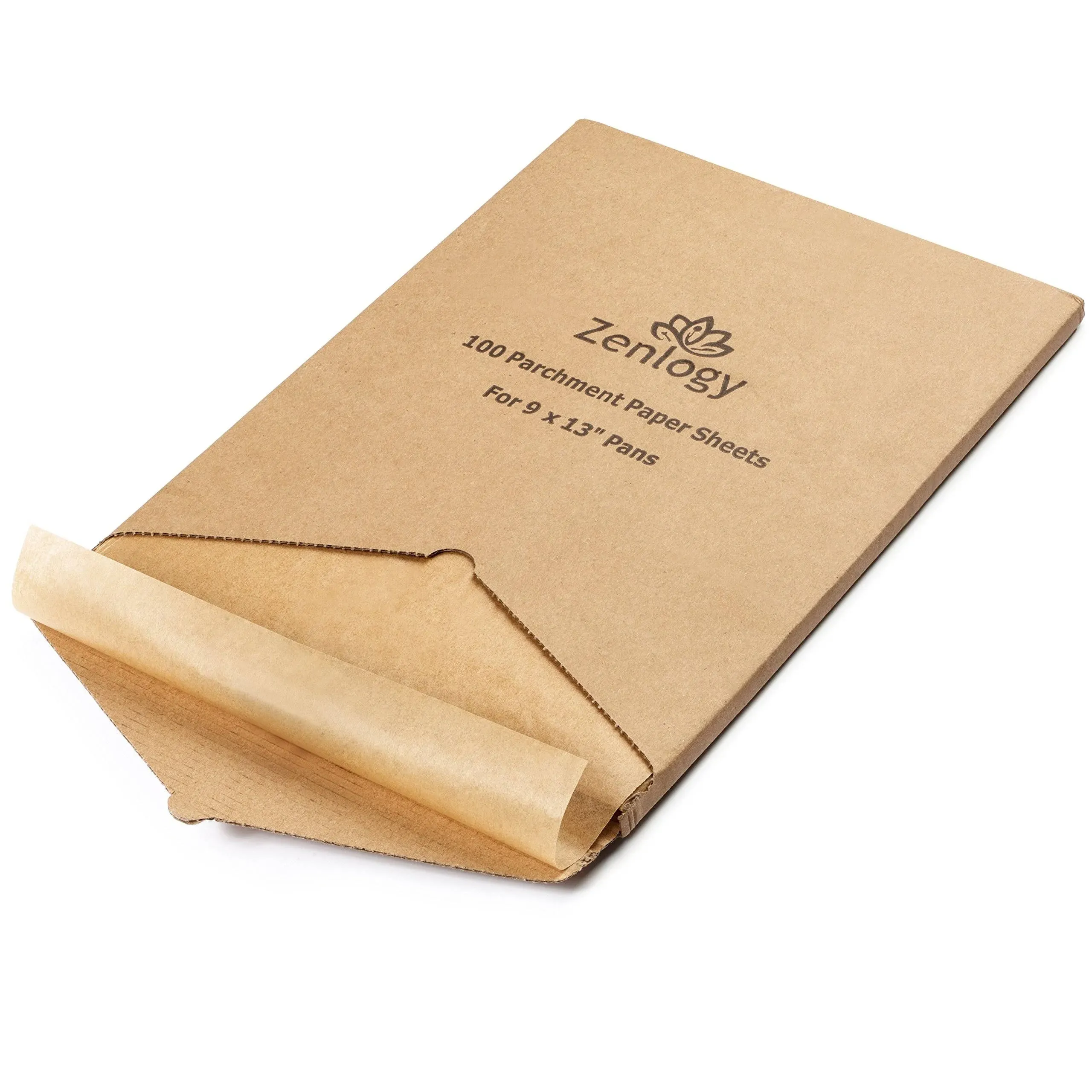 Zenlogy 9x13 Parchment Paper (100 sheets) - Unbleached, High Heat, Non-stick, Pre-cut Baking Paper for Quarter Sheet Pans - Great for Baking, Roasting, Wrapping, Dehydrator, and so much more