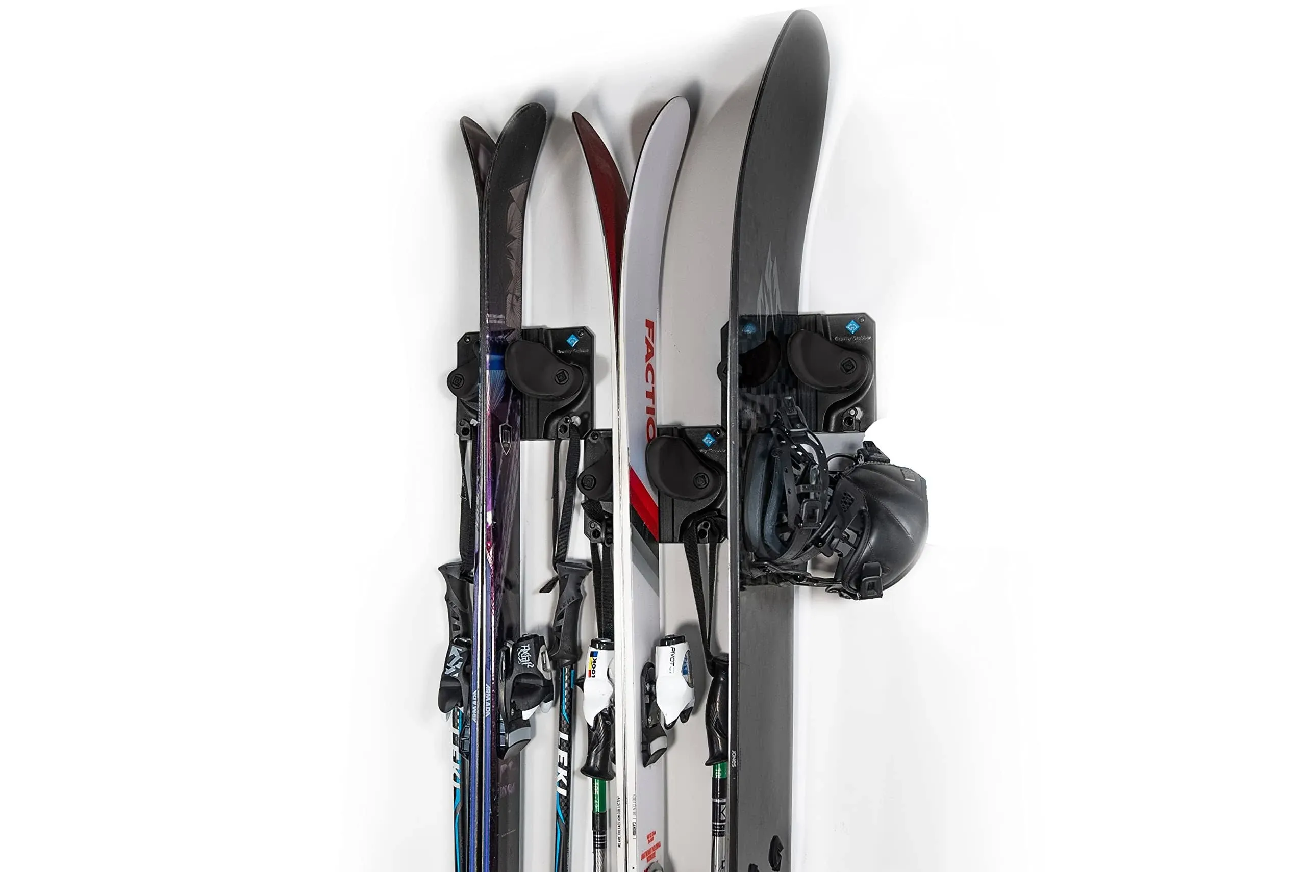 Gravity Grabber - Ultimate Ski + Snowboard Wall Storage Rack | Save Your Rocker, Tips, and Tails | Damage-Free Ski/Snowboard Storage Rack | Fits any Ski or Snowboard | Ski/Board Wall Storage (Cyan, 3)