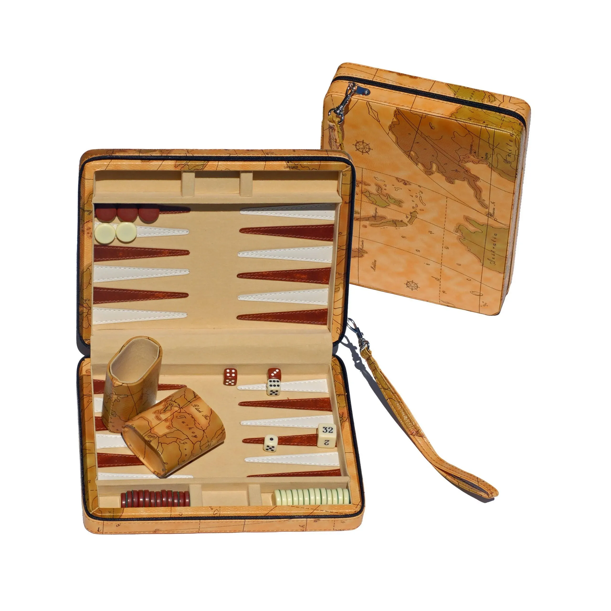 We Games Tan Map Style Travel Backgammon