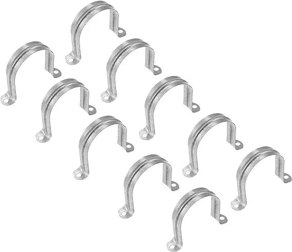 uxcell Rigid Pipe Strap, 16pcs 2 1/2 Inch (63mm) Two Hole Strap U Bracket Zinc Plated Steel Tension Tube Clip Clamp for Pipe Fixing