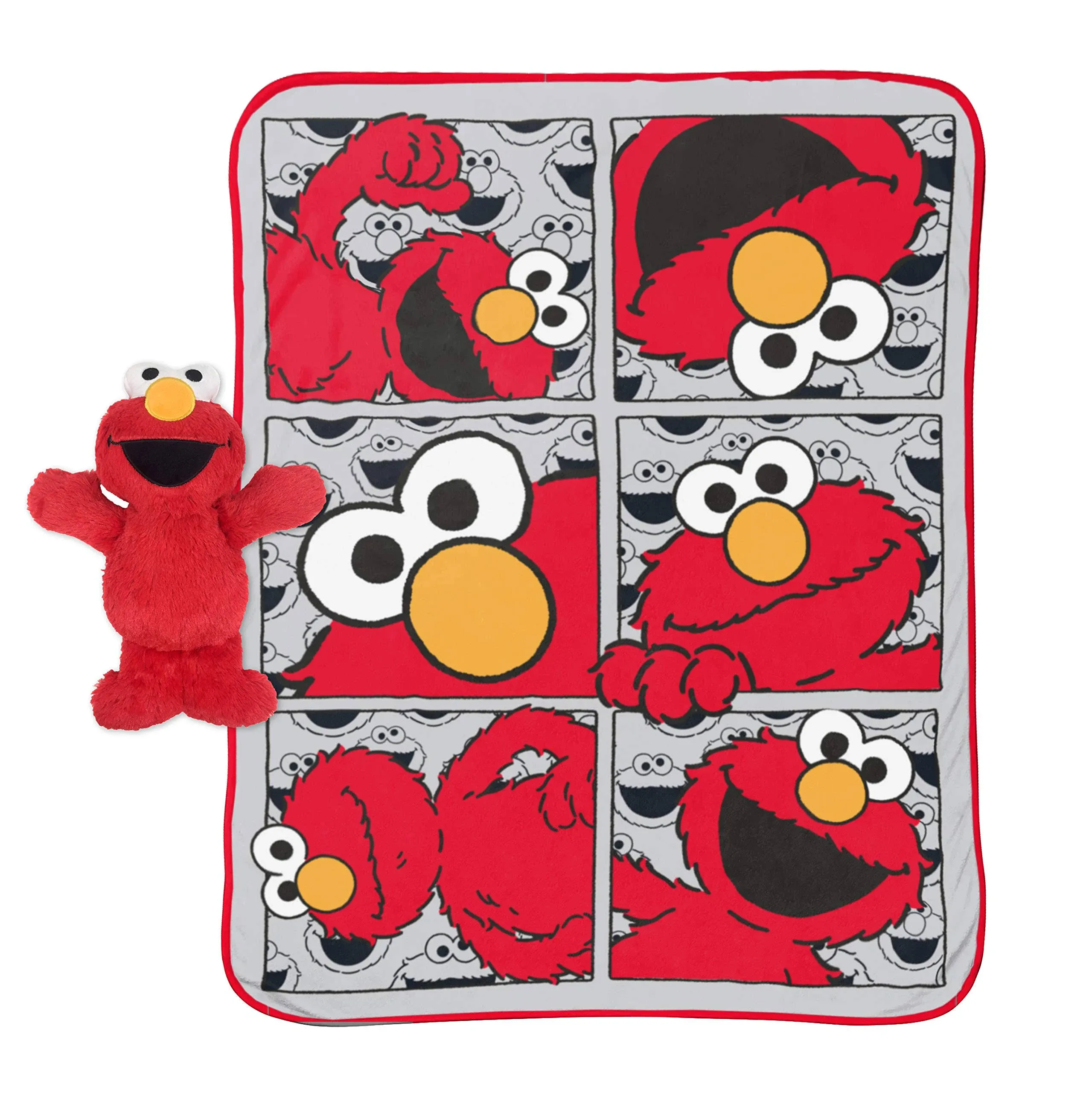 Sesame Street &#034;Elmo&#034; Kids 40&#034; x 50&#034; Silk Touch Throw &amp; 12&#034; Pillow - W6304906878