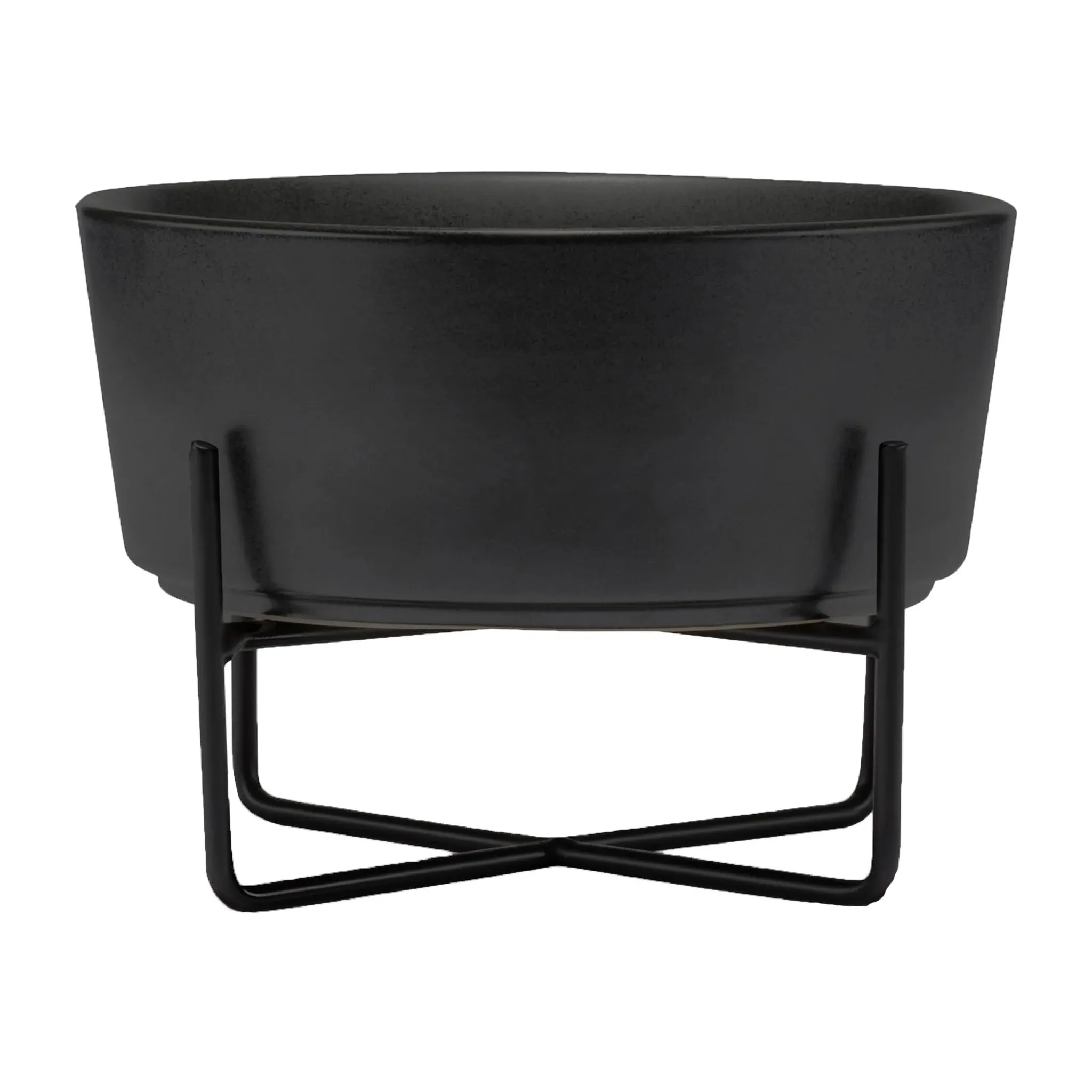 Waggo Simple Solid Matte Black Dog Bowl and Stand / Small / 2 Cups