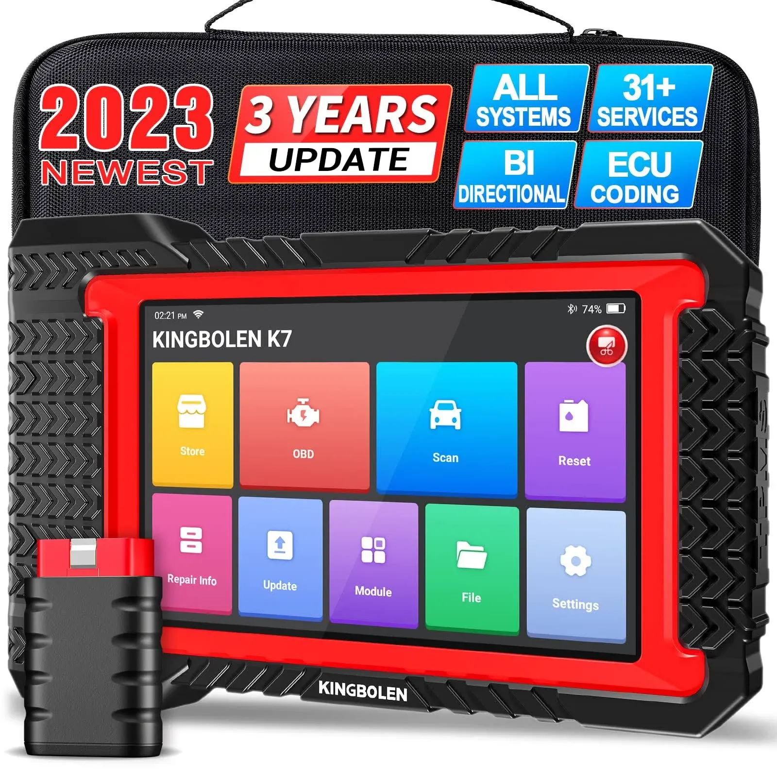 KINGBOLEN K7 OBD2 Scanner Bluetooth, 3-Year Free Update, 2023 Bidirectional Scan ...