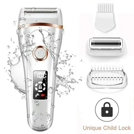 TureClos Electric Razor for Women Hair Removal for Women 3 in 1 Wet & Dry Painless Rechargeable for Face Legs Underarms Portable Waterproof Bikini Trimmer Lady Shaver with Child Lock LED Display