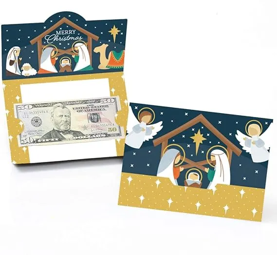 Holy Nativity - Manger Scene Religious Christmas Money And Gift Card Holders - Set of 8