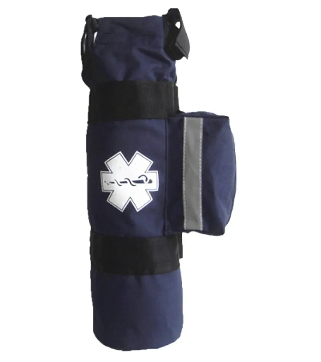 LINE2design Oxygen Cylinder Sleeve Bag - EMS First Responder Emergency Medical Oxygen Bag Portable Travel Size Cylinder Holder with Star of Life Logo - Two Adjustable Side Straps - Navy