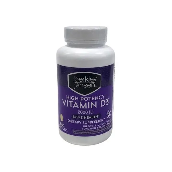 berkley jensen High Potency Vitamin D3 2000IU Supplement (640 Softgels), Supports Teeth, Muscle, Immune Function, and Bone Health, Non-GMO, Gluten Free, Men and Women