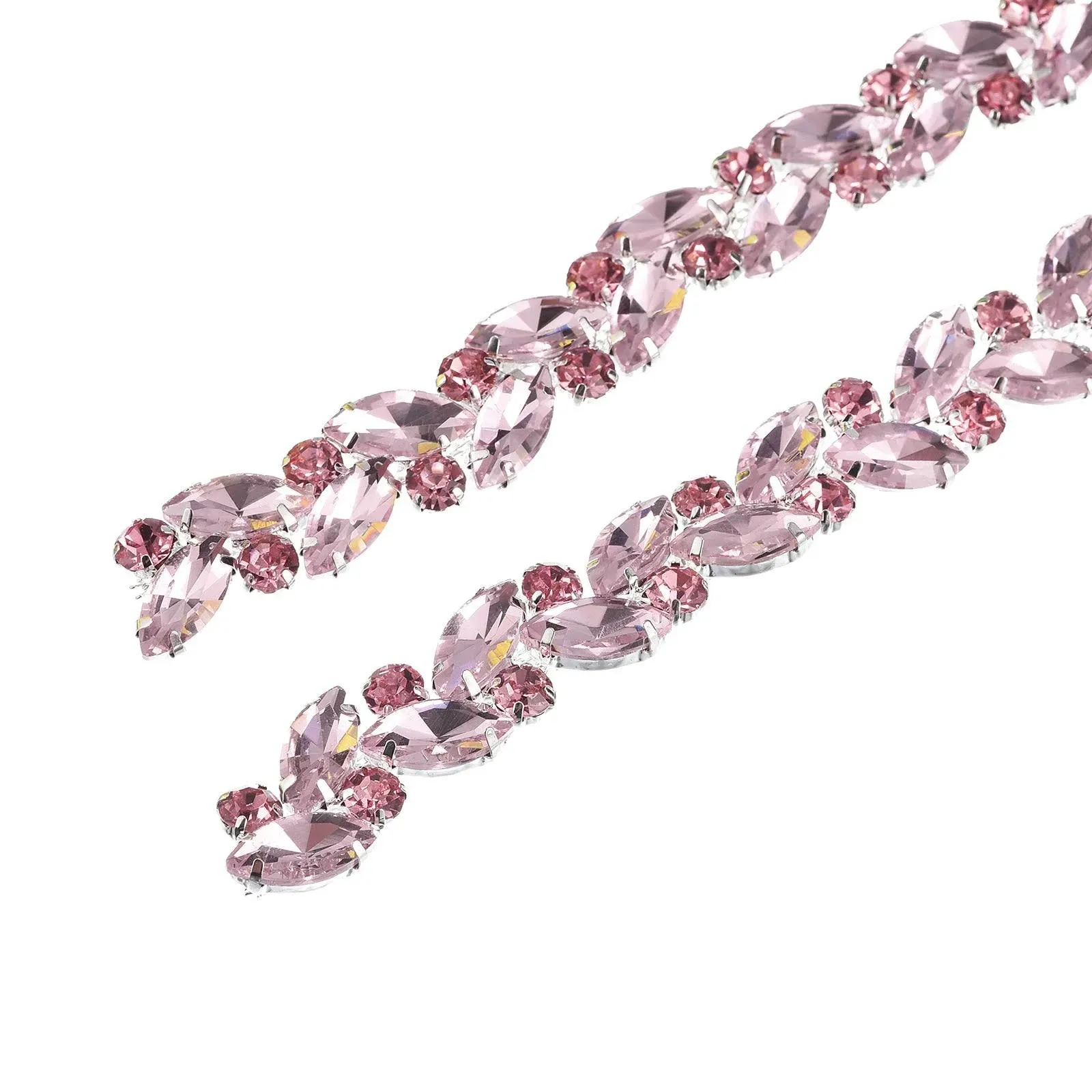 uxcell 1.8m Crystal Rhinestone Chain Trim, Diamond Rhinestone Chain Banding Applique for Crafts DIY Sewing Clothing Wedding Party Decoration, Pink