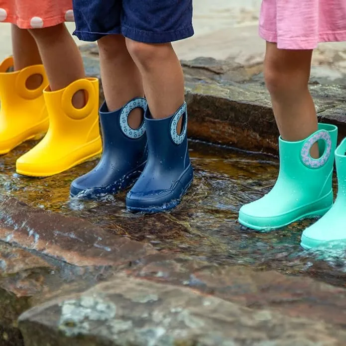 OKABASHI Kid's Kendall Rain Boot | Waterproof Design | Machine Washable | Easy-On Handles | Latex Free | Sustainably Made in the USA